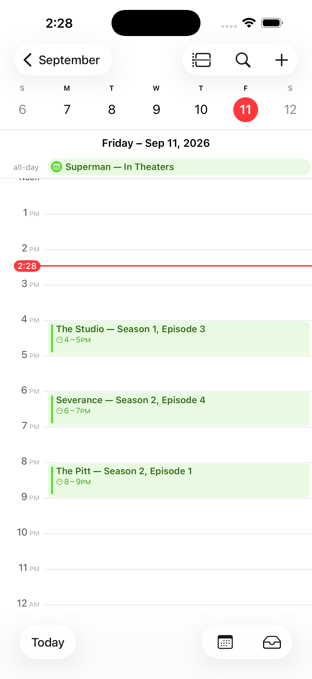 TV & Movie Calendar Sync calendar screen with upcoming titles.